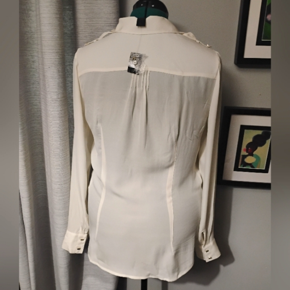 White House Black Market Long Sleeved Silk Bouse, Sz 8 NWT - Picture 6 of 11